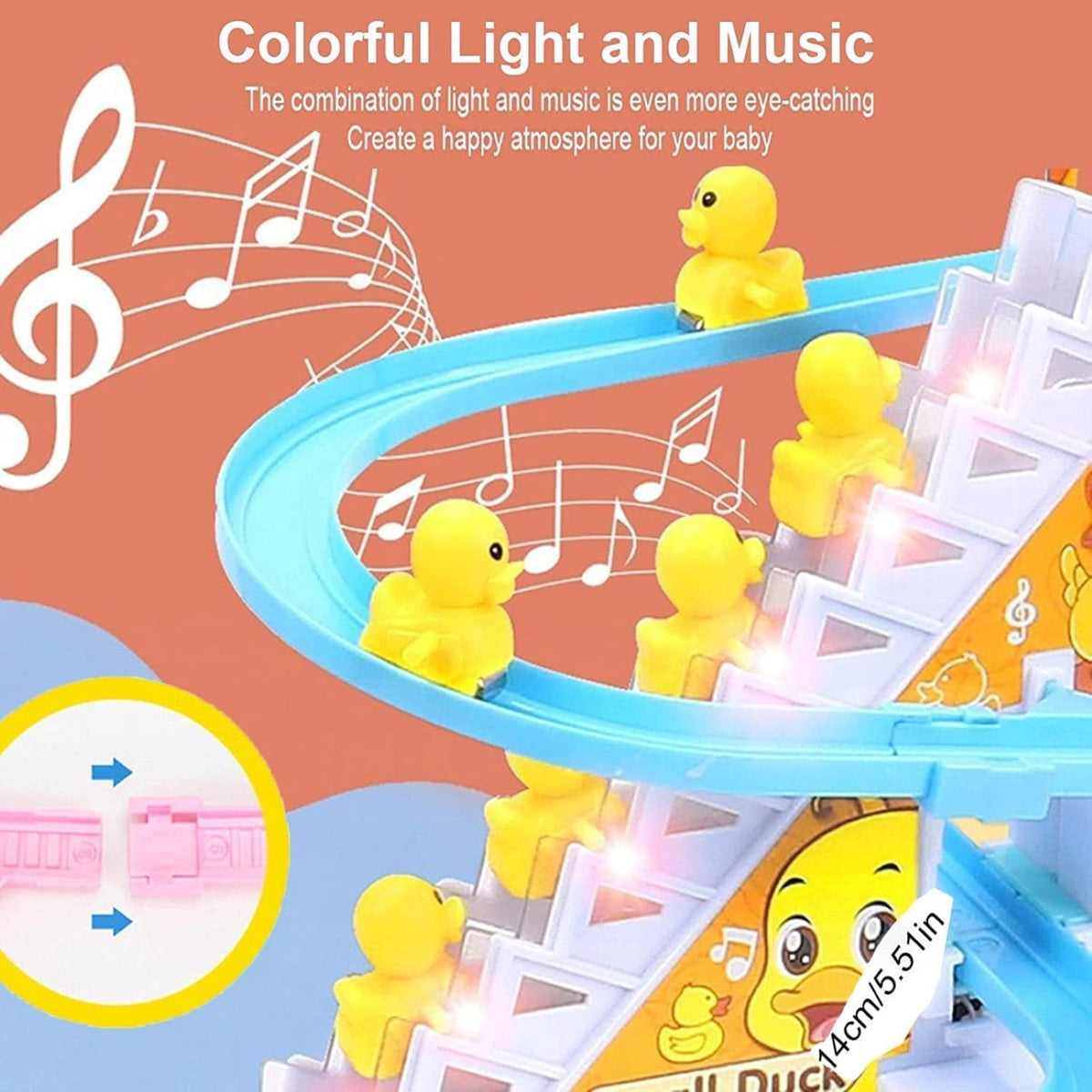 Fun Duck Slide Toy Set with Lights and Music